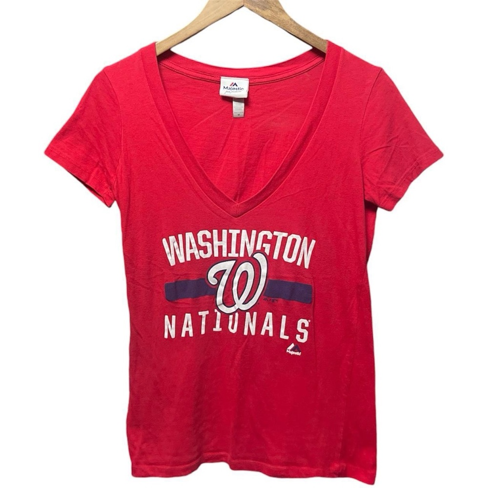 Washington nationals MLB baseball team short sleeve scoop V-neck sports T-shirt